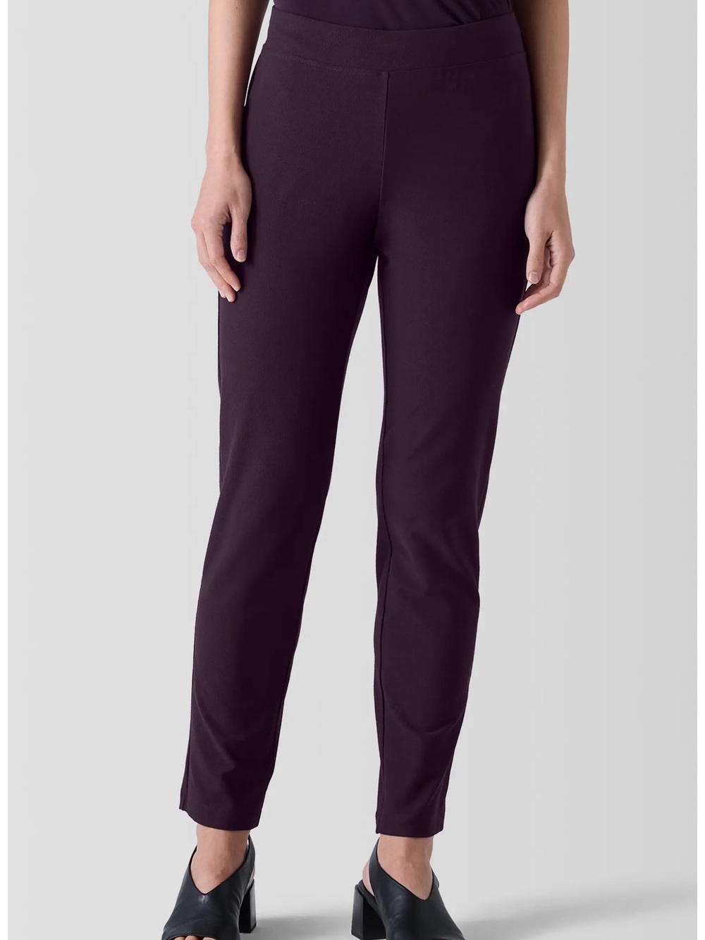 Eileen Fisher Women's Stretch Pull-On Pants in Deep Plum